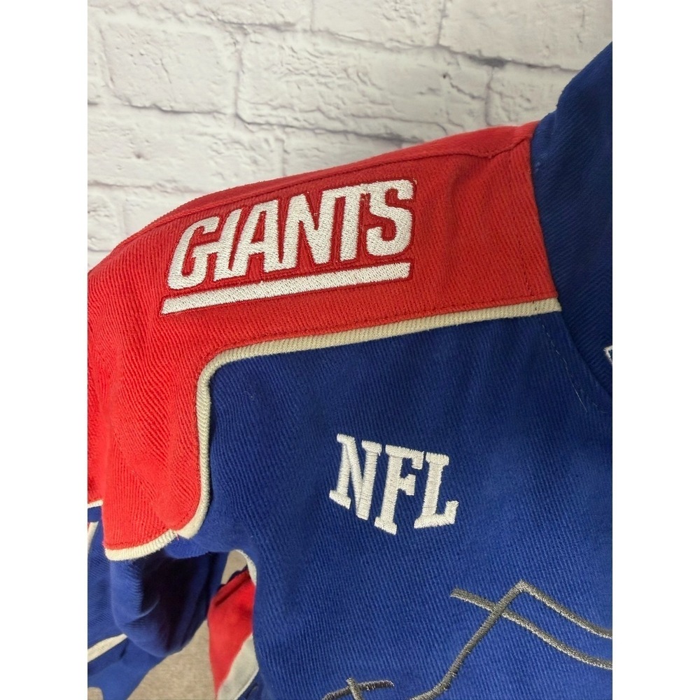 VTG Reebok NFL New York‎ Giants Blue Red Embroidered Bomber Jacket Mens 5XL NWOT - Picture 7 of 14